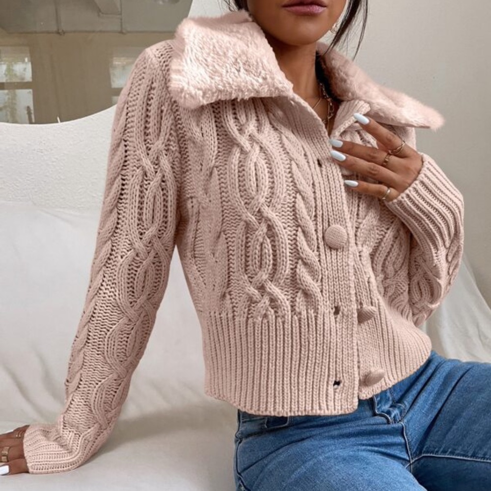 Cozy Chunky Knit Button up Teddy Cardigan - Picture 6 of 8
